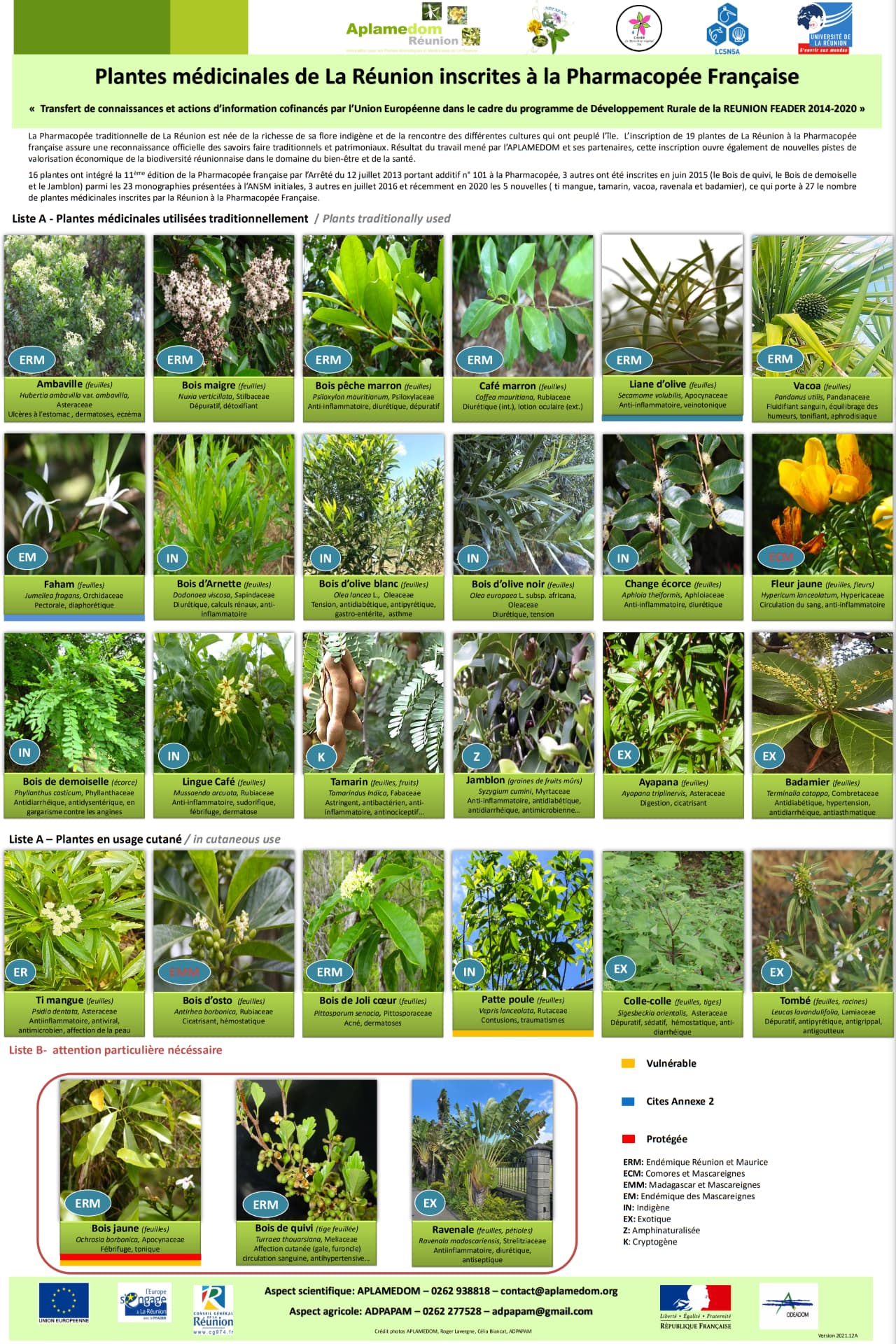 Plantes médicinales de La Réunion inscrites à la Pharmacopée Française